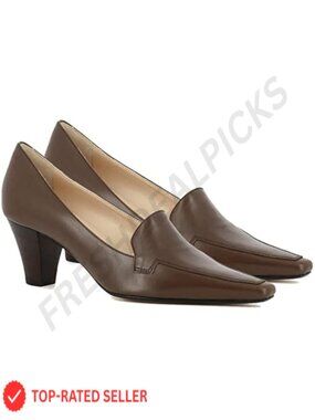 Women Chunky Block Heel Square Toe Slip On Loafer Pumps Business Casual